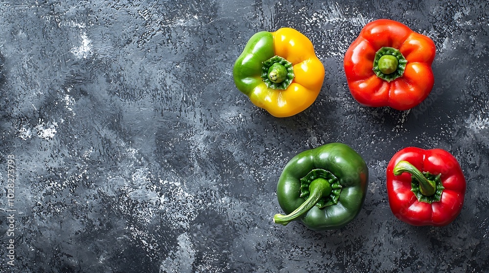 Poster white peppers on grey stone background copy space top view : generative ai