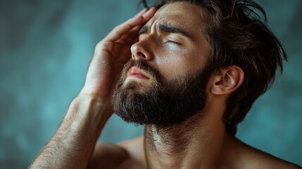 Obraz premium Man With Itchy Skin, Generative AI