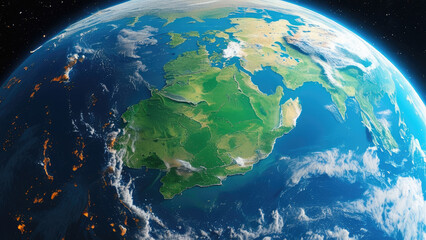 Fototapeta premium Earthrise Over the Moon: A View from Space