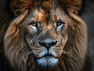 Fototapeta premium majestic lion portrait with intense expression