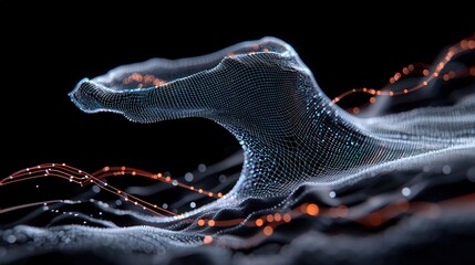 Obraz premium Abstract Digital Network with Glowing Lines and Shapes Futuristic Technology Background