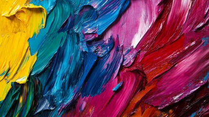 Fototapeta premium Abstract Oil Painting with Vibrant Colors and Thick Brushstrokes