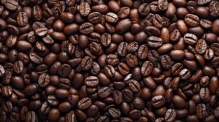 Obraz premium Coffee beans background Top view Copy space : Generative AI