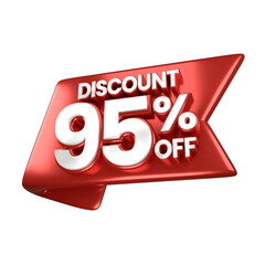 3d sales red and white discount price tag for composition 95 percent, amazing for product promotion