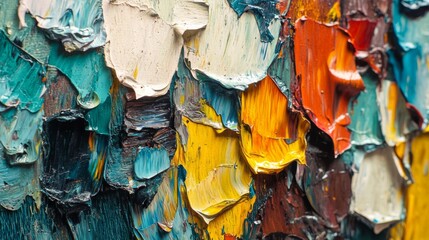 Abstract oil painting with thick brushstrokes and vibrant colors