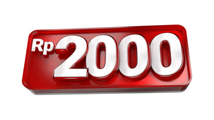 3d sales red and white price tag for composition 2000 rupiah, amazing for product promotion