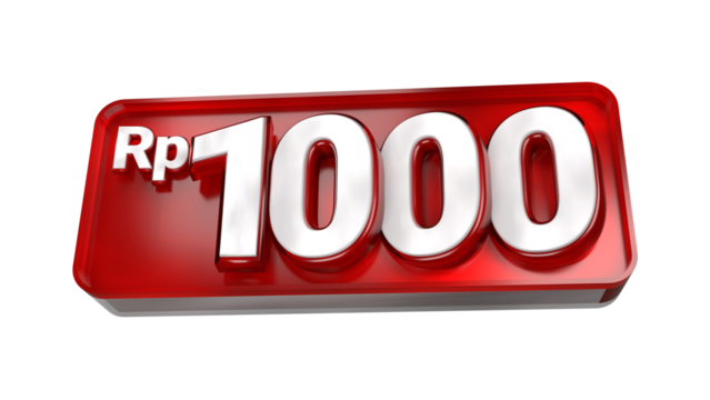 3d sales red and white price tag for composition 1000 rupiah, amazing for product promotion