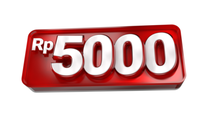 3d sales red and white price tag for composition 5000 rupiah, amazing for product promotion