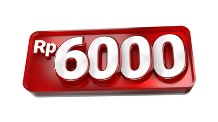 3d sales red and white price tag for composition 6000 rupiah, amazing for product promotion