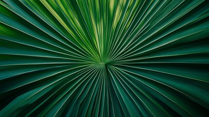 Close-up of Palm Leaf with Radiating Veins