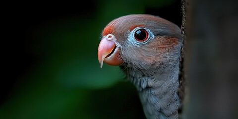 Close Up Portrait of a Cockatiel Bird with Red Beak and Bright Eyes