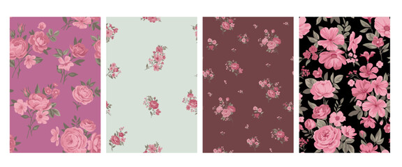 Seamless spring vector pattern with floral motif for dress fabric