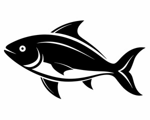 Obraz premium Black Silhouette of a Fish Swimming, fish silhouette, swimming fish, black fish vector.