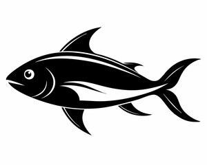 Fototapeta premium Black Silhouette of a Fish Swimming, fish silhouette, swimming fish, black fish vector.
