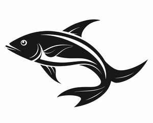 Fototapeta premium Black Silhouette of a Fish Swimming, fish silhouette, swimming fish, black fish vector.