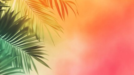 Obraz premium Palm Fronds against a Blurry Sunset Background