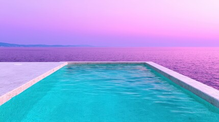 Obraz premium Infinity Pool Overlooking Ocean at Sunset Luxury Vacation Destination