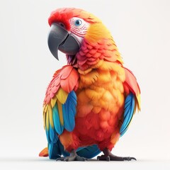 Fototapeta premium Colorful 3D Cartoon Parrot Icon Illustration