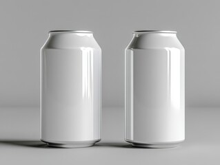Two white blank can mockups