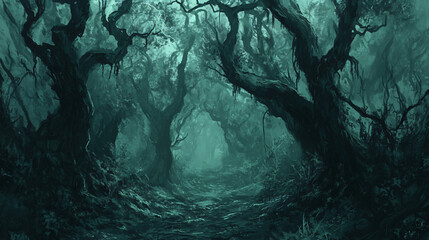 Obraz premium A cursed woodland where no animal dares to tread.