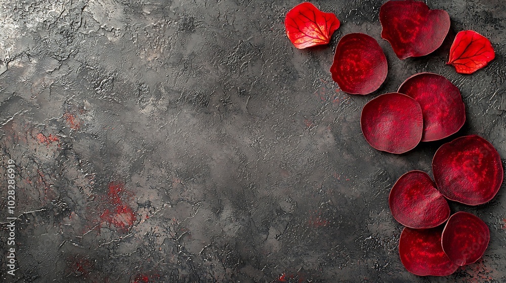 Poster fresh organic beet beetroot grey background copy space top view : generative ai