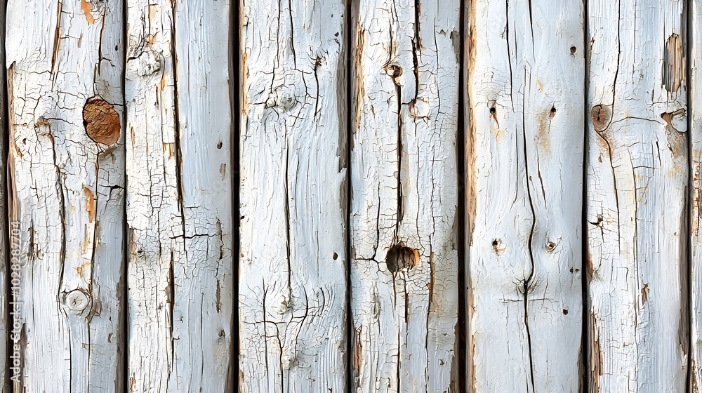 Aufkleber White wooden background with crackling effect High resolution Copy space Top view : Generative AI
