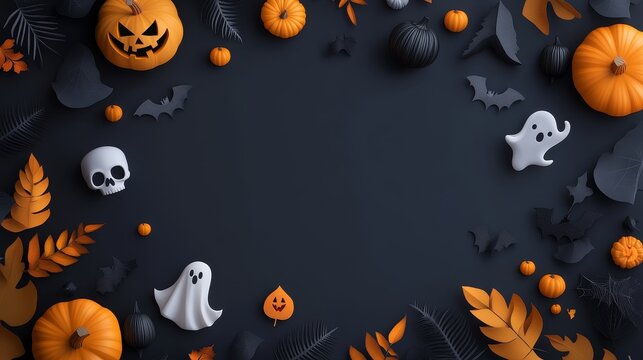 3d Halloween decoration paly full trick  in vibrant purple, Halloween event posters