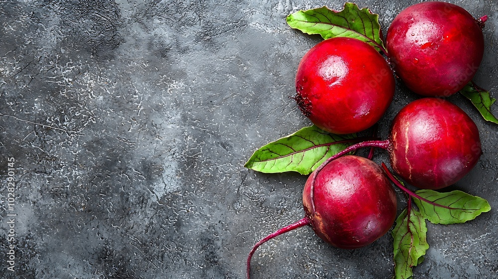 Poster fresh organic beet beetroot grey background copy space top view : generative ai