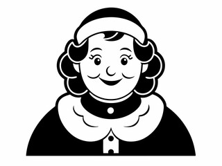 Mrs. Santa Outline Black Silhouette.
