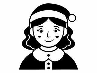 Mrs. Santa Outline Black Silhouette.