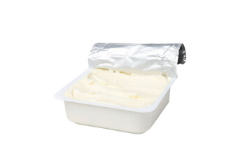PNG, Philadelphia cheese in plastic container, isolated on white background.