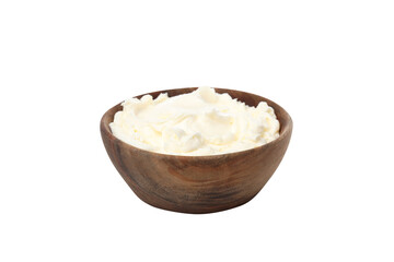 PNG, philadelphia cheese in a wooden plate, isolated on white background.