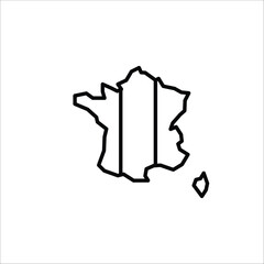 France map icon. Simple map of France icon with French flag stripes for social media, app, and web design. Vector illustration.