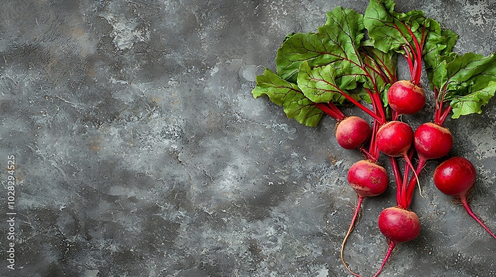 Wall mural Beet beetroot bunch on grey stone background : Generative AI