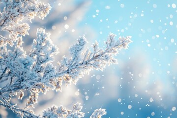 Winter season background full of white snow falling