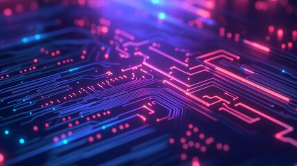 Obraz premium Blockchain integration, digital assets, neon circuits, dark tones