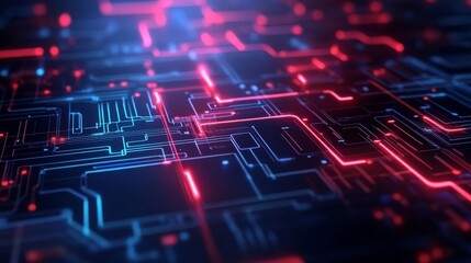 Obraz premium Blockchain integration, digital assets, neon circuits, dark tones