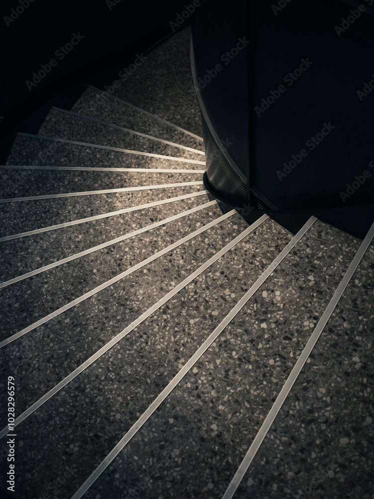 Poster Stair step Terrazzo texture curve lighting shade shadow Architecture details 