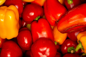 Extravaganza of colors: juicy peppers at the summer market