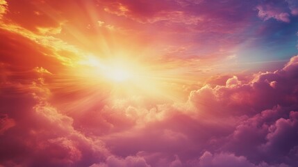 Fototapeta premium A vibrant sunrise over colorful clouds, evoking a sense of peace and wonder.