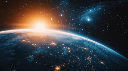 Fototapeta premium Glowing Aurora Borealis Over Earth’s Horizon