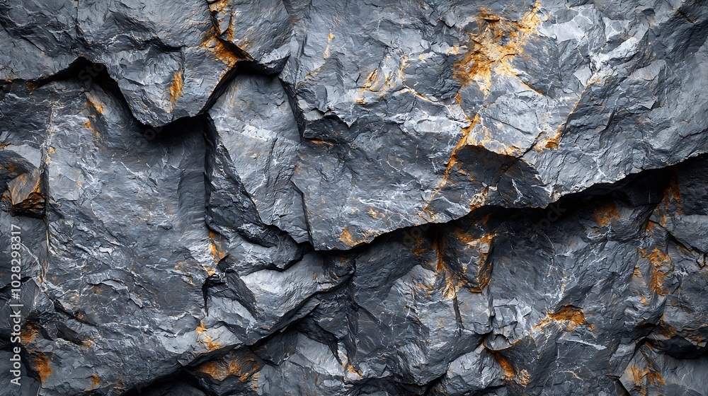 Poster Natural grey stone background pattern with high resolution Top view Copy space : Generative AI