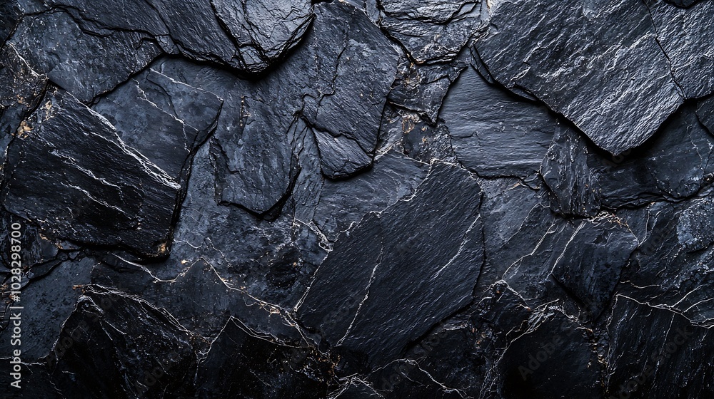 Leinwandbilder natural black slate stone background pattern with high resolution top view copy space : generative a