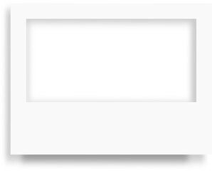 White frame on transparent background, blank border template 