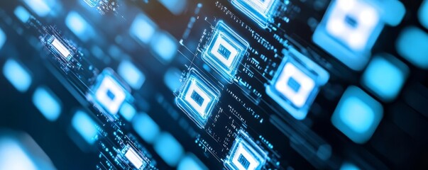 Holographic blockchain network, futuristic efficiency, abstract theme