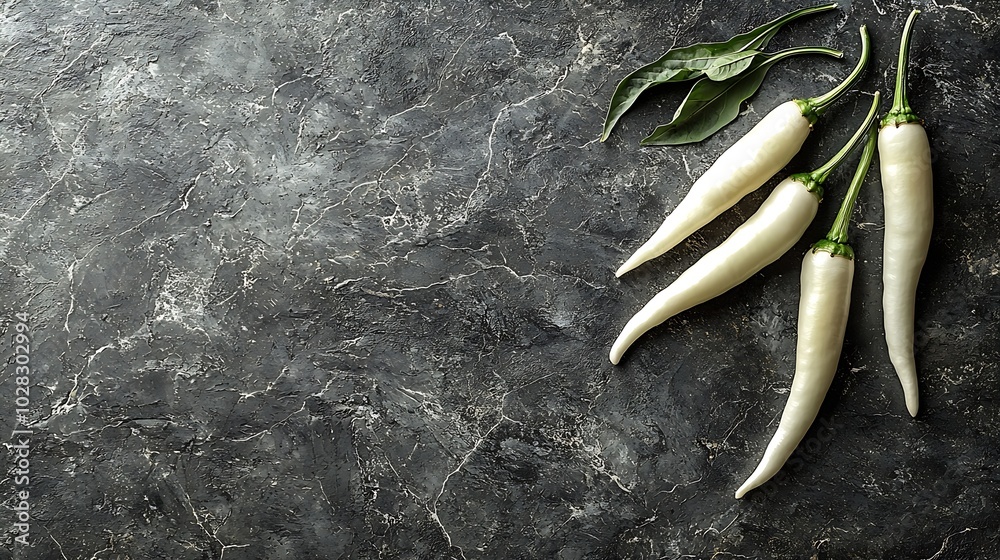 Poster white peppers on grey stone background copy space top view : generative ai