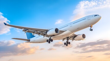 Airplane Taking Off Amidst Dramatic Sunset Sky Symbolizing Air Travel and Global Connectivity