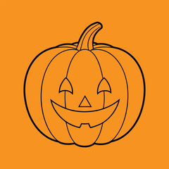 Halloween pumpkin line art vector illustration