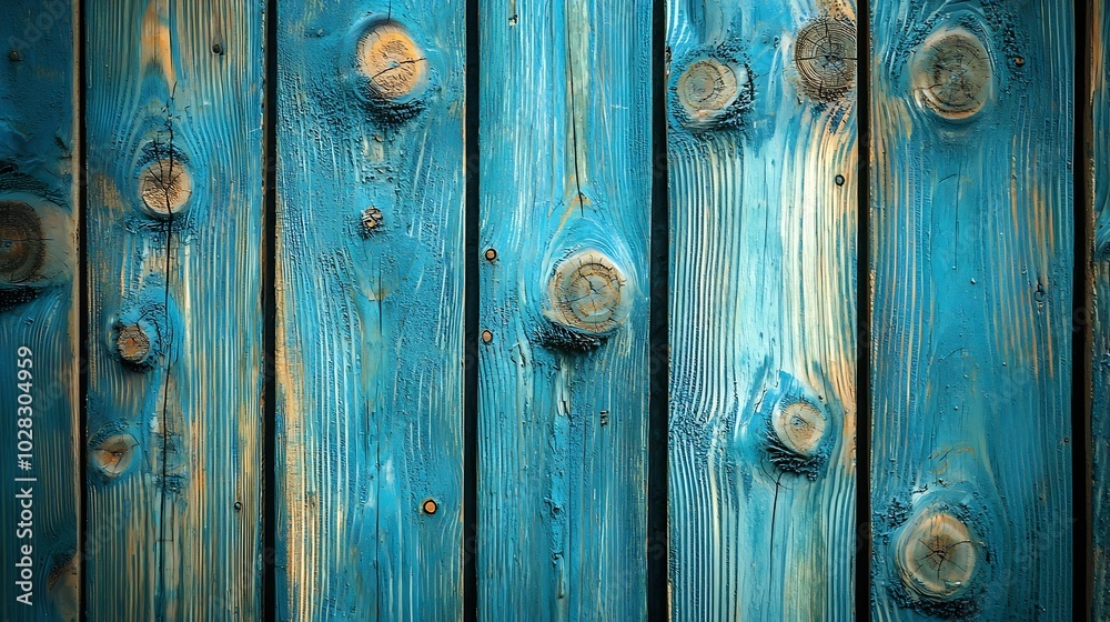 Poster Turquoise wooden background with high resolution Top view Copy space : Generative AI