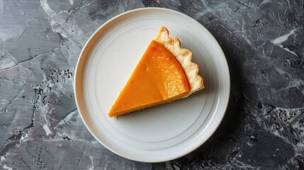 Delicious Slice of Pumpkin Pie on Grey Stone Surface